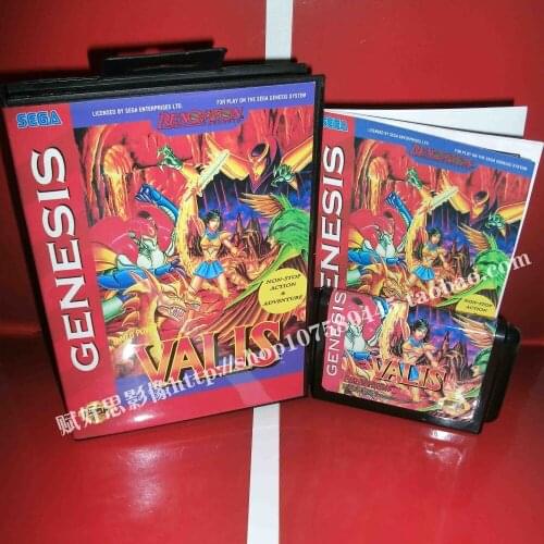 Sega MD game - Valis with Box and Manual for 16 bit Sega MD game Cartridge Megadrive Genesis system
