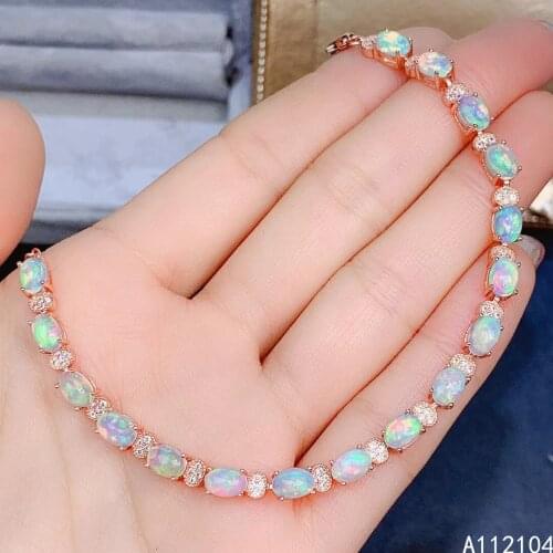 KJJEAXCMY fine jewelry 925 sterling silver inlaid natural opal women simple popular Chinese style gem hand bracelet support dete