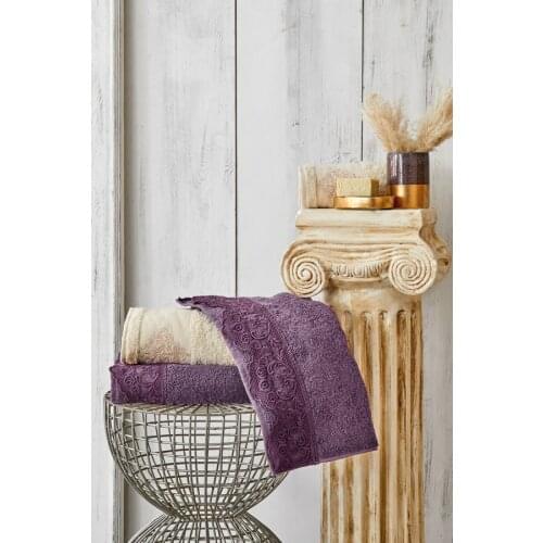 Karaca Home Valeria Royal Lacy Damson Bath Set