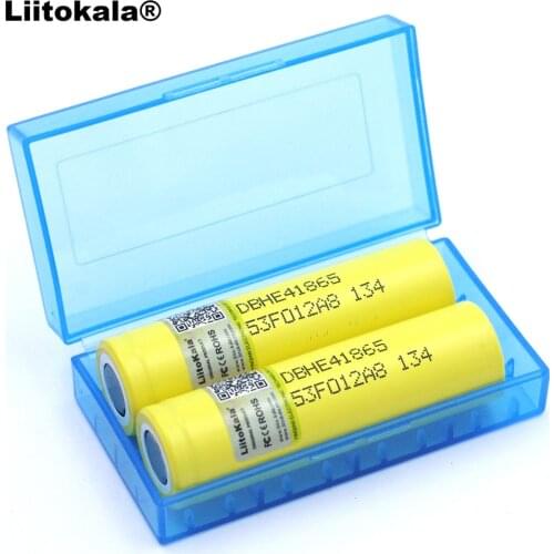 2PCS Liitokala HE4 2500mAh Li-lon Battery 18650 3.7V Power Rechargeable batteries 20A discharge + Storage box
