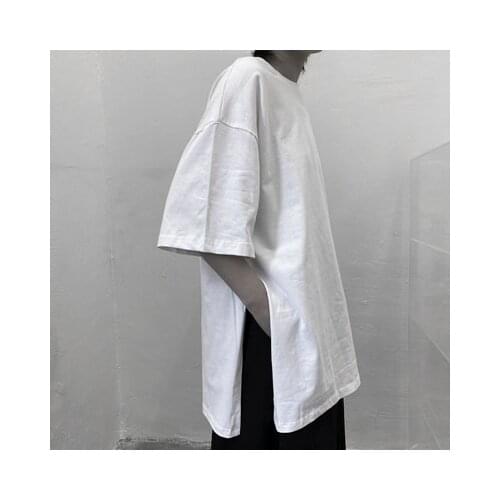 Workshop 2020 new summer loose dark big version loose half-sleeve split short-sleeve t-shirt female fashion