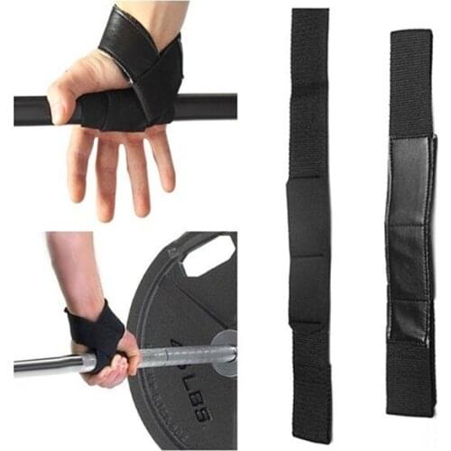 Men Leather Padded Gym Weight Lifting Straps Crossfit Wrist Support Wraps Hand Bar Bodybuilding Strength Power Training Workout