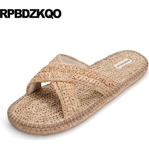 Slip On Shoes Rope Espadrilles Slides Mens Sandals 2018 Summer Outdoor Designer Woven Fisherman Slippers Flat Casual Fashion