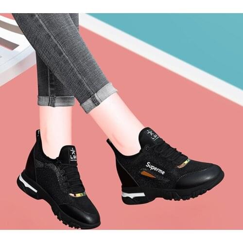 2021 autumn new casual shoes sports shoes womens platform lace-up ladies MATURE shoes High Heels Shoes Comfortable Wedges