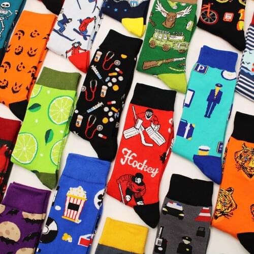 New colorful mens winter socks combed cotton soft wear warm men women Happy long socks Calcetines de hombre business dress