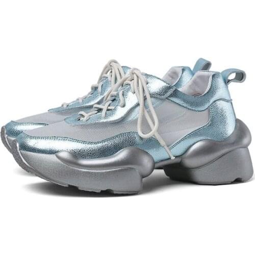 New Sheepskin Leather Pumps for Women Platform Round Toe Shoes Woman Punk Dancing Pump Women Casual Shoes