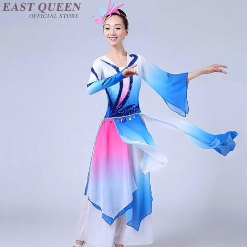 Wholesale Chinese Folk Dance Yangko Fan Sequined Dance Costume Acrobatic Troupe PerformaCnce Costume XXXL FF022 YQ