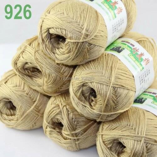 Lot of 6 Skeins Super Soft Natural Bamboo Cotton Knitting Yarn Khaki 926