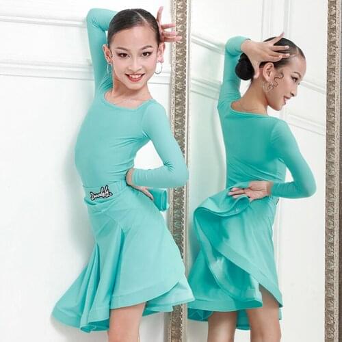 Latin Competition Dress Girls Square Neck Stage Costume Modern Dancewear Samba Clothing Salsa Dance Outfit Tango Dress JL3559