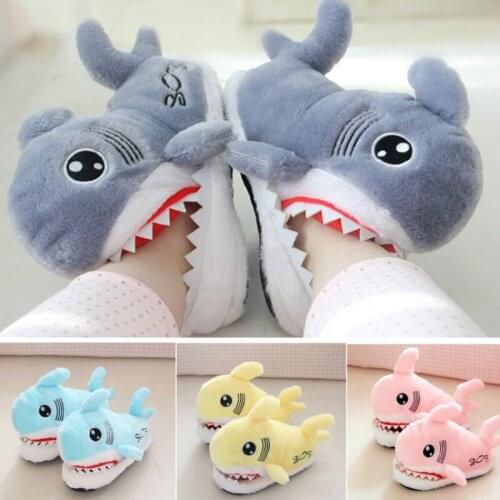 Dropshipping Winter Super Animal Funny Shoes for Men and Women Warm Soft Bottom Home Indoor Floor Shark Shape Furry Slippers