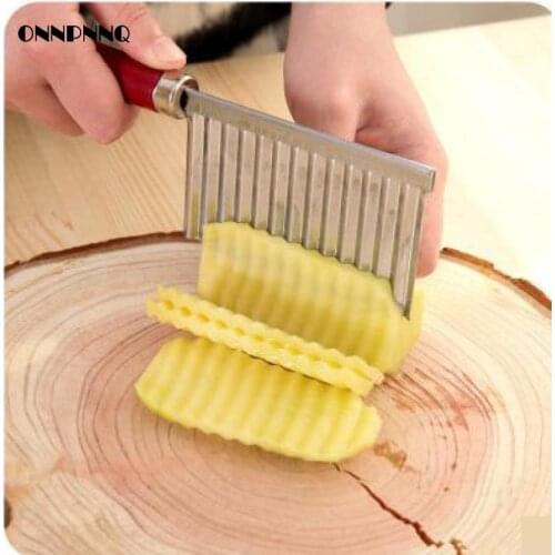 Stainless Steel Potatoes Cut Slicer Vegetable Cutter Multifunctional Wavy Cutter Potato Chips Knife Kitchen Accessories