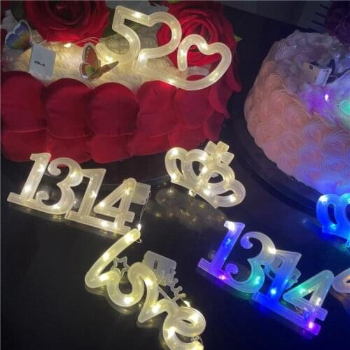 Net Red LOVE Crown 1314 Light String LED Bouquet Light Decoration Small Lantern Birthday Baking Cake Gift Box Decoration