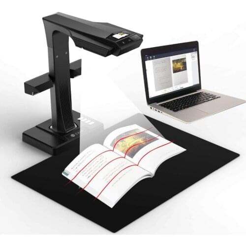 ET16+ 16MP Smart Book Document Scanner with Innovative Side Light 187 Languages OCR Conclude Hand Foot Pedal for Mac and Windows
