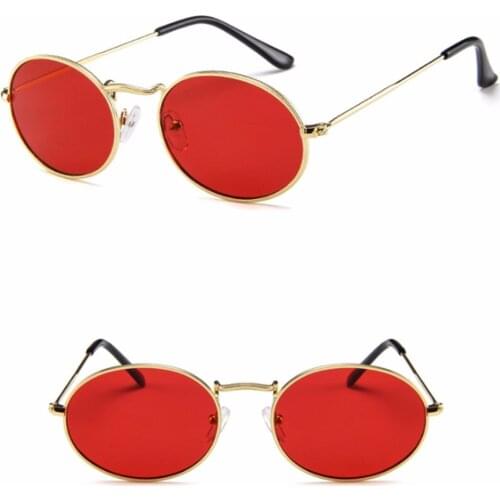1PC Retro Oval Sunglasses Women Luxury Brand Designer Vintage Small Black Red Yellow Shades Sun Glasses Female Oval Frame UV400