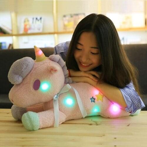 Creative Unicorn Night Lights Luminous Plush Toy Anime Led Light Bedroom Decoration Atmosphere Lamps Couple Doll Birthday Gifts