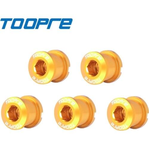 TOOPRE Mountain Bike Aluminium Alloy 5 Pcs Chainwheel Screws Iamok Colour 9.6/10.6g Chainring Nails Bicycle Parts