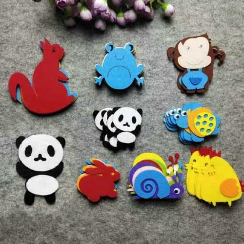 XICC Non-woven Animal Monkey Panda Turtle Chicken Felt DIY Pack Kindergarten Decoration Primary School Classroom Wall Stickers