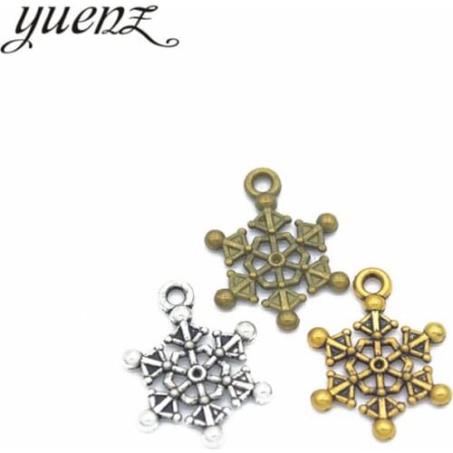 YuenZ 25pcs 3colour Charms snowflake 20*15mm Antique Silver Plated Pendants Making DIY Handmade Tibetan Silver Jewelry L504