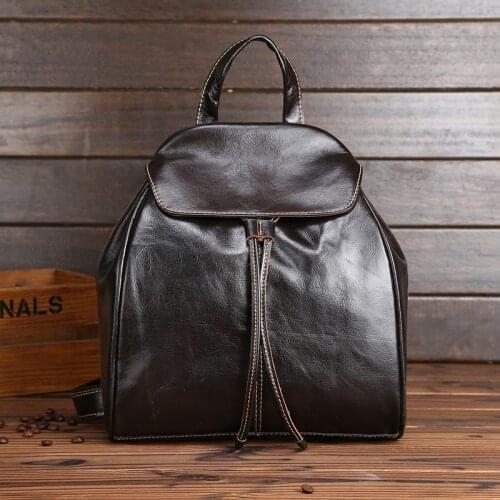New Genuine Leather Women Backpack Daypack Famous Brand Travel Book Bag Vintage School Bags First Layer Cowhide Girls Rucksack