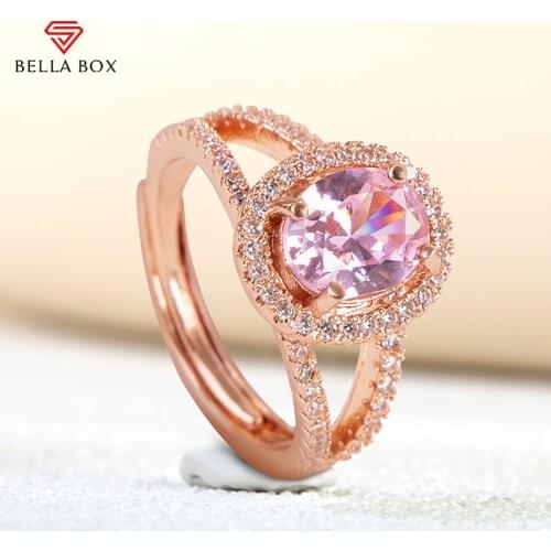 BELLA BOX Luxury 925 Sterling Silver women Ring with Oval Shape Gemstone Silver Wedding Engagement Female Fine Jewelry Gift