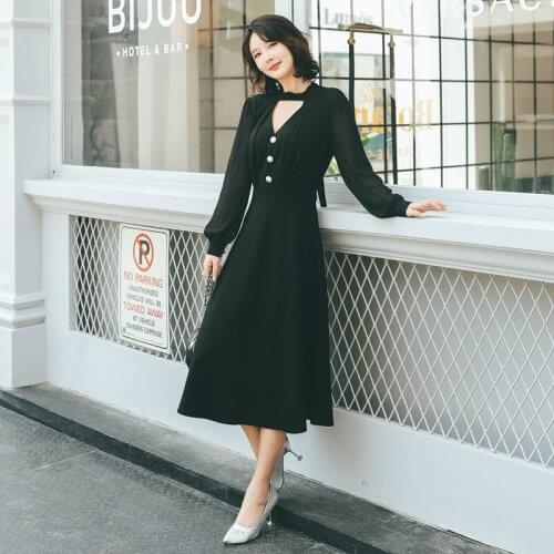 L-5XL Big Size 2020 New Korean Dress Women Singer Breasted Corset Casual Work Office Dress Ladies Sheer Women Dress Elegant Robe