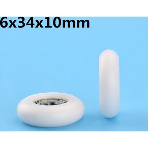 1Pcs 6x34x10 mm Nylon Plastic Wheel With Bearings European standard 3030 aluminum track Wheel bearing