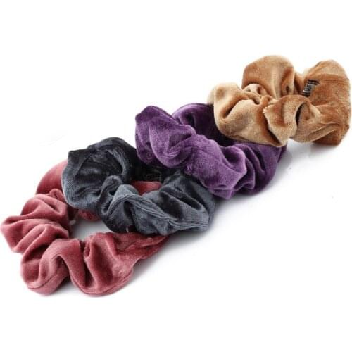 1PC Women Elegant Velvet Solid Elastic Hair Bands Ponytail Holder Scrunchies Tie Hair Rubber Band Headband Lady Hair Accessories