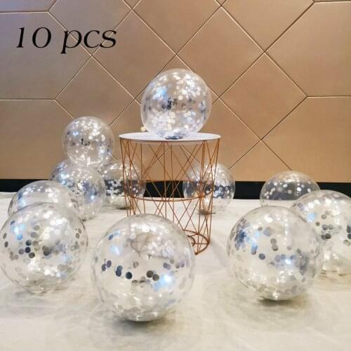 10pcs 12inch Gold Star Confetti Latex Balloons Glitter Clear Transparent Balloons Wedding Birthdy party Decoration Helium Balls
