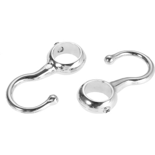 2pcs Wardrobe Bathroom Hanging Tube Pipe Rod Hooks Kitchen Pan Bowl Cup Hook Silver Zinc Alloy 16/19/22/25mm