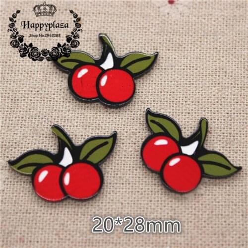 20pcs Cute Cherry Resin Simulation Fruit Planar Flat back Art Decoration Charm DIY Jewelry/Craft Accessories,20*28mm