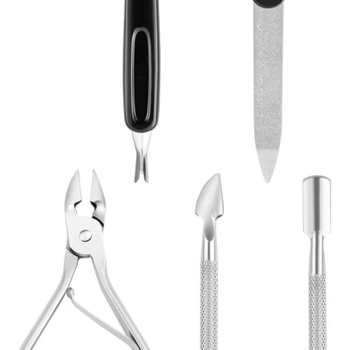 4Pcs/set Nail Art Nippers Clipper Cuticle Spoon Pusher Dead Skin Remover Fork Nail Files Trimmer Scissors Manicure Care Tools