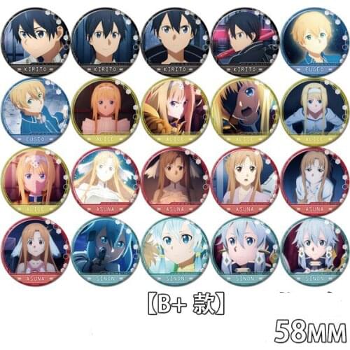 58mm SAO Sword Art Online Badges Acrylic Brooch Kirigaya Kazuto Yuuki Asuna Brooch