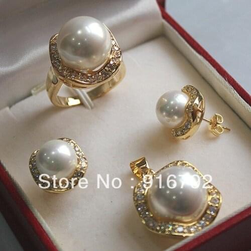 Free shipping >>>>charming Jewellery white seashell pearl pendant Necklace earrings