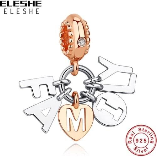 Fit Charm Bracelet Silver Original 925 Family Dangle Charms 925 Sterling Silver Rose Gold Beads for Jewelry Making 2019