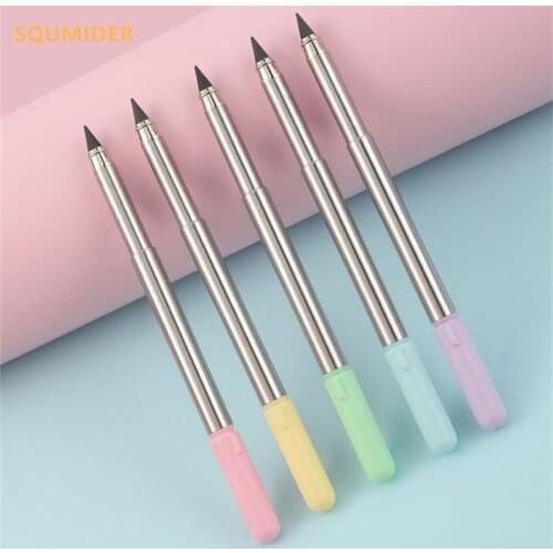 Black technology eternal pen Retractable pencil No ink pencil signature pen Metal penholder Student writing pen school supplies