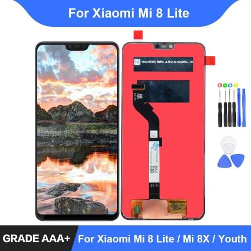 AAA for Xiaomi Mi 8 Lite LCD Display Touch Screen Digitizer with Frame Assembly Repair Parts Replace for Xiaomi Mi 8 Lite Mi 8X