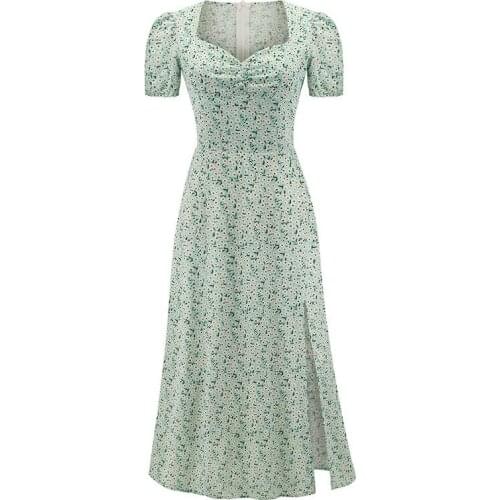 DUISNENA long boho dress floral print summer dress square collar women dresses puff sleeve robe vestidos