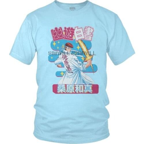Kazuma Kuwabara T Shirt for Men Cotton Printed Graphic T-shirts Novelty Anime Manga Tshirt Short Sleeve Yu Yu Hakusho Tee Top