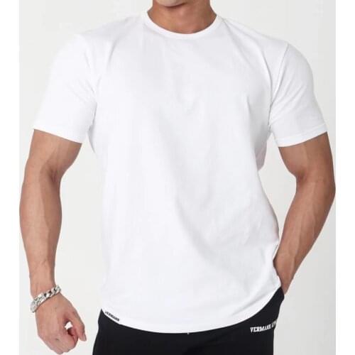 Men fashion t shirt 2021 NEW gym Spring summer Slim shirts male Tops Leisure black white light blue personality tees clothing