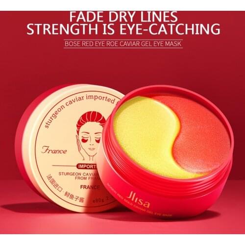 Caviar Gel Eye Mask 60pc Crystal Collagen Eye Patches Anti-Wrinkle Anti-Aging Tighten Eye Skin Care Mask Sticker Korean Cosmetic