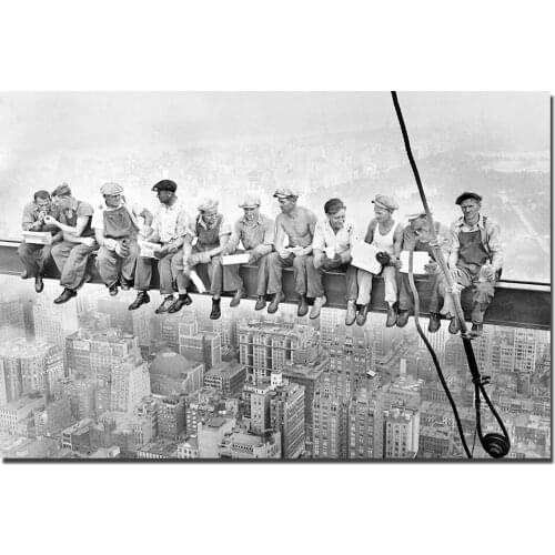 Empire State Building Construction Workers Canvas Painting Home Decor Poster Wall Art Pictures for Living Room