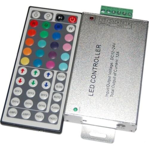 Infrared RGBW controller 44keys DC12V-24V 12A 3 CMOS Drain -Open Out Put controller for led strips light