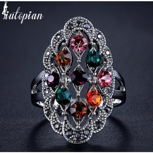 Iutopian Brand Elegant Vintage Retro Ring Anels For Women Antique 5 Colors Top Quality #1821