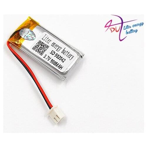 JST PH 2.54mm 2pin 3.7V 900MAH 902042 902040 Lithium Polymer LiPo Rechargeable battery with connector for Handheld GPS bluetooth