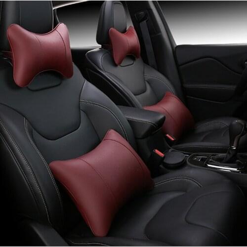 KKYSYELVA Car Seat Supports Auto Seat Back Lumbar Support leather Lumbar Back Pain Support Car Cushion Office Seat Chair Black