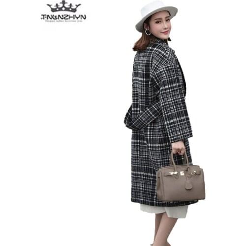 Plaid Woolen Jacket Female New Autumn Winter Thick Slim Double-breasted Wool Coat Fashion Clothing Plus size Women Casual Jacket