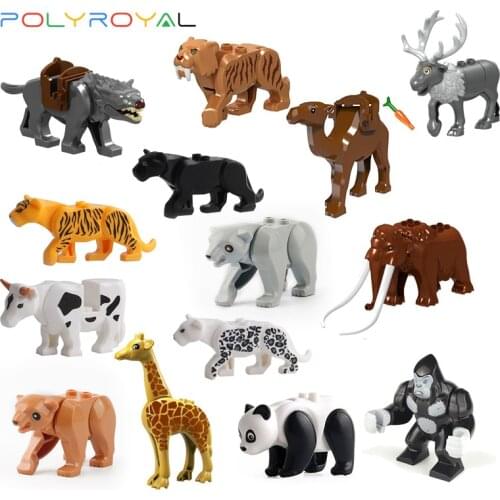 Animals Building Blocks Crocodile Giraffe Orangutans Bear Camel Whale Shark Lion Leopard Wolf toys for childrens party gift