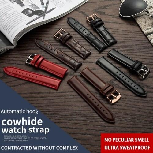 Leather strap smooth and soft thin strap 18 19 20 mm strap accessories ladies