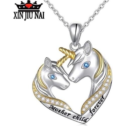 Unicorn Love Two-tone Micro-inlay Fashion Pendant New Accessories Jewelry Gifts for Women 925 sterling silver necklace