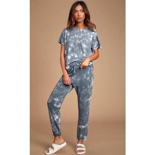 Summer Women Pajamas Set 2pcs Loose Sports Clothes Short Sleeve Homewear Sleepwear Female Leisure Home Wear